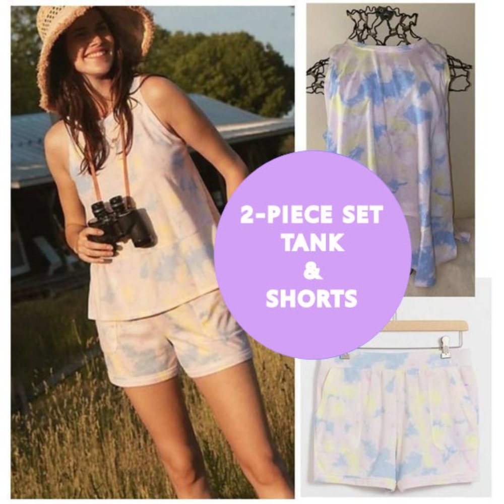 Refinery29 Chrissy Tie-Dye SET Tank & Shorts Size XL